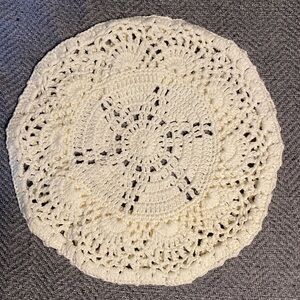 Crocheted Beret Hat - Cream